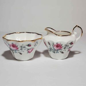 Salisbury Sugar Bowl and Creamer Pink Roses Vintage